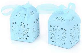 img 3 attached to 👶 Pack of 50 Baby Blue Elephant Boy Shower Decoration Laser Cut Treat Boxes - Perfect for Baby Shower, Wedding, Royal Prince Birthday, Gifts Wrapping, Candy Buffet, and Table Centerpieces