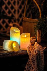 img 1 attached to SHYMERY Color Changing LED Candle: Exquisite 3D Moroccan Carved Design, Real Wax Flickering Moving Wick Flameless Candles for Wedding & Christmas Decor with Remote Timer