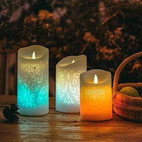 img 3 attached to SHYMERY Color Changing LED Candle: Exquisite 3D Moroccan Carved Design, Real Wax Flickering Moving Wick Flameless Candles for Wedding & Christmas Decor with Remote Timer