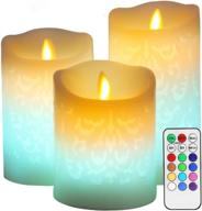 shymery color changing led candle: exquisite 3d moroccan carved design, real wax flickering moving wick flameless candles for wedding & christmas decor with remote timer логотип