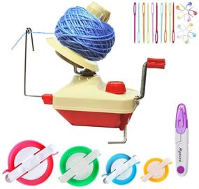 img 4 attached to 🧶 Yarn Ball Winder Kit with Pompom Maker, Knitting Stitch Markers, Plastic Needles, and Scissors - Ball Winders, Yarn Knitting Loom Crochet Swift Yarn Fiber String Ball Wool Winder DIY Tool (26a)