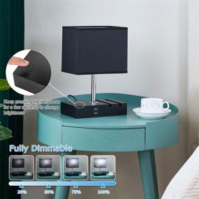 img 2 attached to 🌙 Enhance Your Bedside Atmosphere with Seealle Small Touch Control USB Table Lamp - Stepless Dimmable Nightstand Lamp with Phone Stand, 2 USB Ports, and Bulb Included