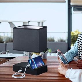 img 1 attached to 🌙 Enhance Your Bedside Atmosphere with Seealle Small Touch Control USB Table Lamp - Stepless Dimmable Nightstand Lamp with Phone Stand, 2 USB Ports, and Bulb Included