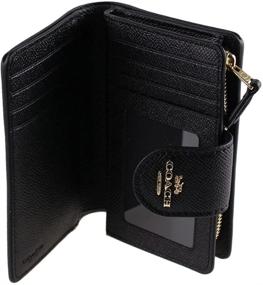 img 2 attached to 👜 Black COACH Medium Leather Corner Zip Wallet with Gold Accents - Style No. 6390