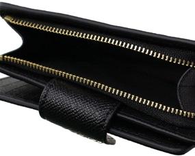 img 1 attached to 👜 Black COACH Medium Leather Corner Zip Wallet with Gold Accents - Style No. 6390