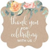 🌸 andaz press peach kraft brown rustic floral garden party baby shower collection: 24-pack fancy frame gift tags, express your gratitude for celebrating with us logo