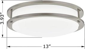 img 3 attached to 💡 Gruenlich 13 Inch Dimmable LED Flush Mount Ceiling Lighting Fixture - 22W, 1370 Lumen, 150W Replacement, Nickel Finish, ETL and Damp Location Rated