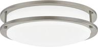 💡 gruenlich 13 inch dimmable led flush mount ceiling lighting fixture - 22w, 1370 lumen, 150w replacement, nickel finish, etl and damp location rated логотип