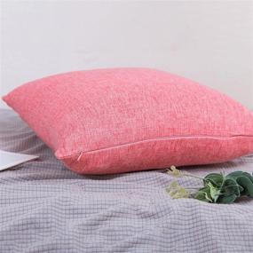 img 2 attached to 🛋️ Jepeak Comfy Throw Pillow Covers: Farmhouse Linen Cushion Cases (Pack of 2) - Modern Decorative Solid Square Pillow Cases for Couch, Sofa, Bed (Hot Pink, 16 x 16 Inches)