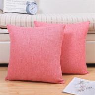 🛋️ jepeak comfy throw pillow covers: farmhouse linen cushion cases (pack of 2) - modern decorative solid square pillow cases for couch, sofa, bed (hot pink, 16 x 16 inches) логотип