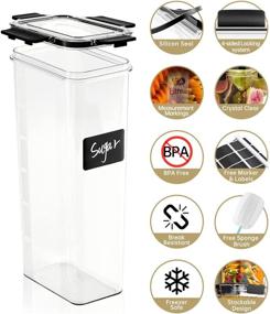 img 2 attached to 🍱 14pcs BPA Free Airtight Food Storage Containers Set - Brilliance Plastic Canisters with Lids for Sugar Snack Flour - Crystal Clear Kitchen Pantry Organization