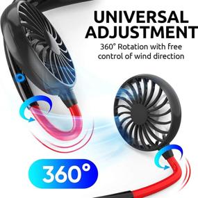 img 2 attached to Stay Cool and Comfortable Anywhere with our Portable Neck Fan - USB Rechargeable, Wearable Neckband Fan with 2000mAh Battery for Travel and Outdoor Activities (Black)