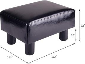 img 2 attached to Modern Black PU Leather Footrest Ottoman Stool: Compact Rectangle Seat Chair Footstool