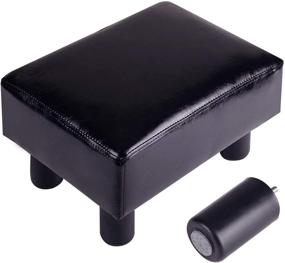 img 4 attached to Modern Black PU Leather Footrest Ottoman Stool: Compact Rectangle Seat Chair Footstool