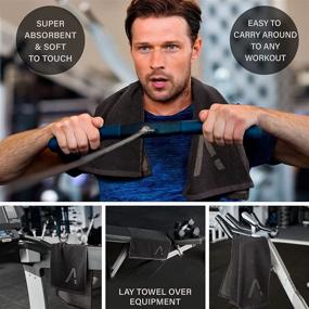 img 1 attached to Premium Organic Cotton Luxury Gym Towel for Sweat | Soft & Absorbent Workout Towel | Silver Infused Sports Towel for Men and Women (Black)