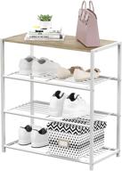 gadroad shoe rack: sturdy metal 4-tier organizer with wood top - stackable shoe tower for hallway, garage, closets - holds 9 pairs - white oak logo