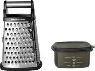 🔪 kitchenaid gourmet 4-sided stainless steel box grater with removable storage container, 10-inch height, sleek black logo