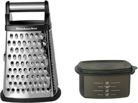 img 4 attached to 🔪 KitchenAid Gourmet 4-Sided Stainless Steel Box Grater with Removable Storage Container, 10-inch Height, Sleek Black