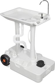 img 4 attached to 🚰 Hike Crew XL Portable Outdoor Foot Pump Camping Sink – Collapsible Hand Wash Basin with 7 Gallon (30L) Water Tank, Wheels, Soap Dispenser, Gooseneck Faucet, and Towel Holder – Ideal for RVs, Travel, and Worksite