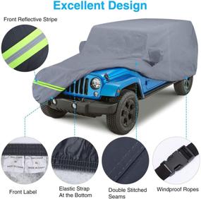 img 1 attached to KAKIT Waterproof 6-Layer Covers for Jeep 2-Doors 1987-2020 - Customer Fit with Windproof Strap, All Cotton Interior, and Driver Door Zipper