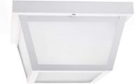 🏠 coramdeo 9.25” square ceiling light fixture - ideal for porch, entry, and outdoor hallway - damp location rated - integrated led provides 125w equivalent brightness - 1200 lumens, 3000k color temperature - white powder coat finish with frosted glass logo