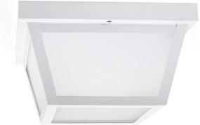 img 4 attached to 🏠 CORAMDEO 9.25” Square Ceiling Light Fixture - Ideal for Porch, Entry, and Outdoor Hallway - Damp Location Rated - Integrated LED Provides 125W Equivalent Brightness - 1200 Lumens, 3000K Color Temperature - White Powder Coat Finish with Frosted Glass