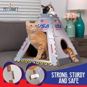 img 1 attached to 🐱 Pet Craft Supply Space House Corrugated Cardboard Cat House: Condo Tent, Hideaway Cave Furniture Playhouse with Scratching Board, Catnip & Silvervine Blend Scratcher - Perfect for Kittens and Adult Cats