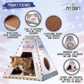 img 3 attached to 🐱 Pet Craft Supply Space House Corrugated Cardboard Cat House: Condo Tent, Hideaway Cave Furniture Playhouse with Scratching Board, Catnip & Silvervine Blend Scratcher - Perfect for Kittens and Adult Cats