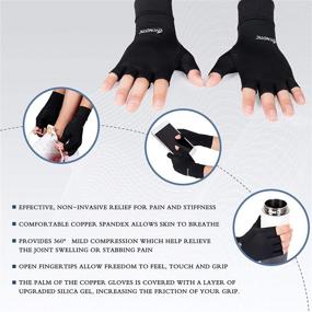 img 2 attached to HENOTIC Copper Compression Gloves for Women and Men: Fingerless, Breathable, and Moisture Wicking for Arthritis, Carpal Tunnel, Rheumatoid Pains, and Joint Swelling Relief