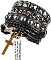 z w w street leather multilayer bracelet logo