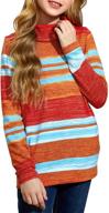 👚 blencot girls turtleneck striped long sleeve tee - winter baselayer undershirt, casual and warm logo