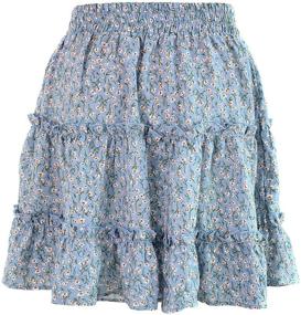 img 1 attached to 🌺 Runant Women's Summer Printed Skirt: High Waist Ruffles & Cute Casual Mini Skirt