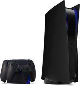 img 1 attached to 🔌 Ultimate Black PS5 Charging Station with Blue Light Bar: Charge and Illuminate your Midnight Black Controllers