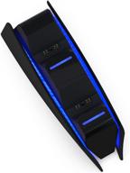 🔌 ultimate black ps5 charging station with blue light bar: charge and illuminate your midnight black controllers logo