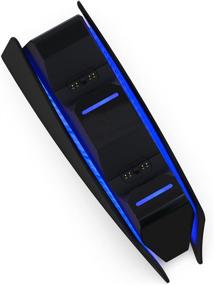 img 3 attached to 🔌 Ultimate Black PS5 Charging Station with Blue Light Bar: Charge and Illuminate your Midnight Black Controllers