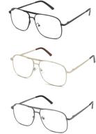 🤓 metal frame square aviator style geek reading glasses for men with eye zoom technology logo