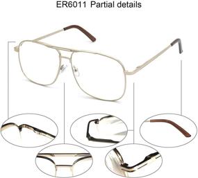 img 1 attached to 🤓 Metal Frame Square Aviator Style Geek Reading Glasses for Men with EYE ZOOM Technology