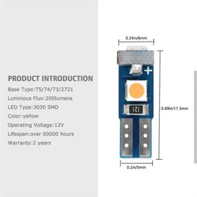 img 3 attached to Nanpoku T5 LED Bulbs 74 73 37 2721 LED Bulb Canbus Error Free: Amber Indicator Lights for Car Dashboard & Instrument Panel