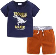 🌞 littlespring little boys summer outfits: stylish short sleeve t-shirts and shorts set logo