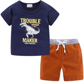 img 4 attached to 🌞 LittleSpring Little Boys Summer Outfits: Stylish Short Sleeve T-Shirts and Shorts Set