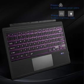 img 1 attached to 🎁 Tomsenn Surface Pro Type Cover: Портативная клавиатура с поддержкой Bluetooth и тачпадом, 7-цветной подсветкой LED и аккумулятором для зарядки.