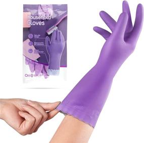 img 4 attached to 🧤 OriStout Latex Free Reusable Dishwashing Gloves - Medium Size, Purple - for Kitchen & Bathroom with Cotton Lining