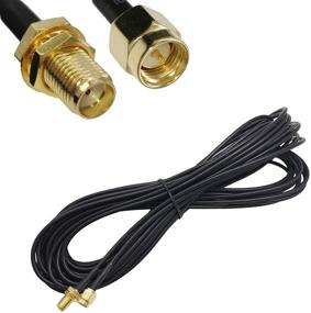 img 4 attached to Enhance Your WiFi Signal Range with SUNTRADE 16ft Black SMA Male to Female WiFi Antenna Extension Cable