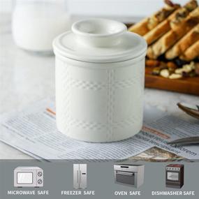 img 3 attached to Ceramic Butter Porcelain Crock Container Collection by Joyroom - Enhance Your Kitchen Décor and Preserve Butter