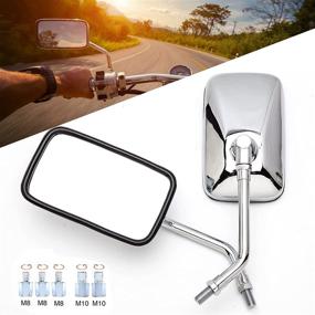 img 4 attached to Motorcycle Mirrors Rectangle Rearview Compatible