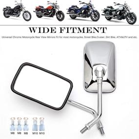 img 1 attached to Motorcycle Mirrors Rectangle Rearview Compatible