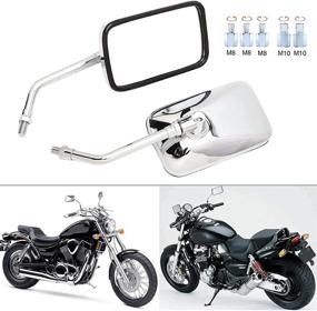 img 2 attached to Motorcycle Mirrors Rectangle Rearview Compatible
