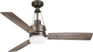 🔌 kathy ireland home highpointe led ceiling fan with remote control - modern industrial lighting fixture, 3 blades, 2 downrods, removable decorative cables - dimmable, vintage steel, 54 inch логотип