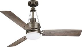 img 2 attached to 🔌 Kathy Ireland Home Highpointe LED Ceiling Fan with Remote Control - Modern Industrial Lighting Fixture, 3 Blades, 2 Downrods, Removable Decorative Cables - Dimmable, Vintage Steel, 54 Inch