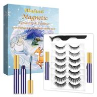 👁️ magnetic eyelashes with eyeliner kit | 7 pairs of natural look false fake lashes | applicator set included | 3d & 5d faux mink lashes | reusable, easy application & removal | no glue required logo